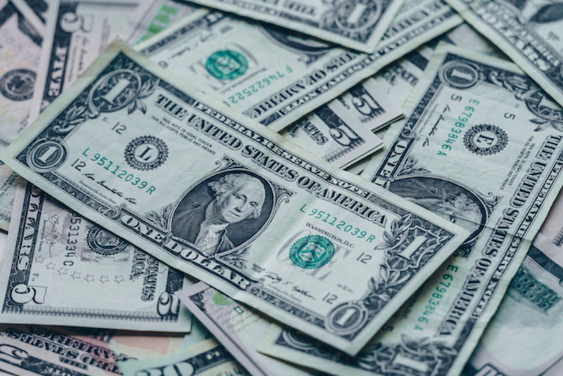 Canva photography of one us dollar banknotes
